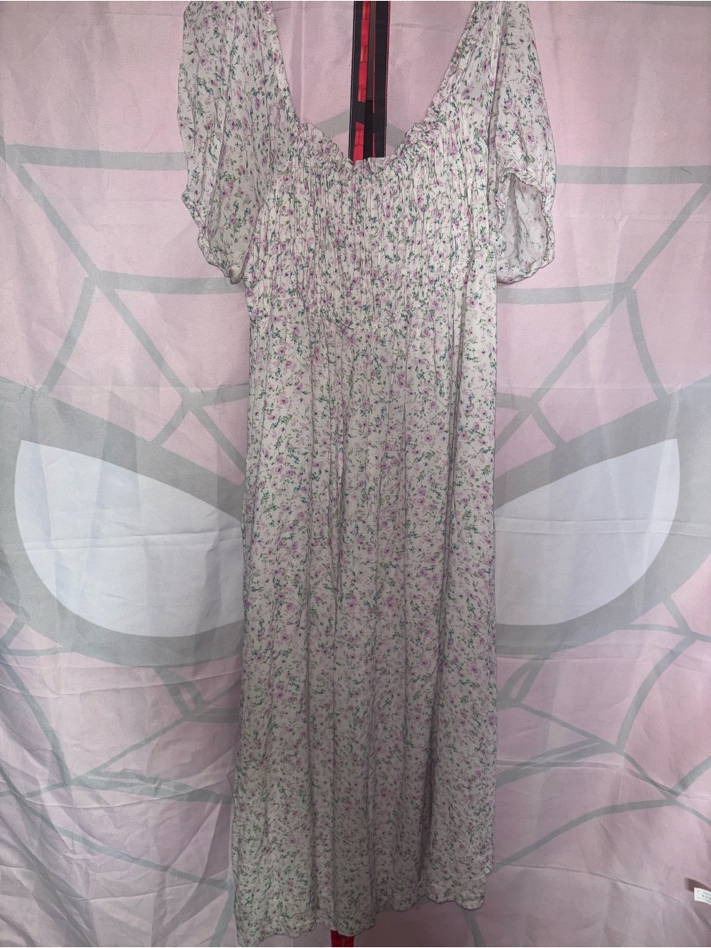 Ever New White Dress with Light Purple and Green Floral Print